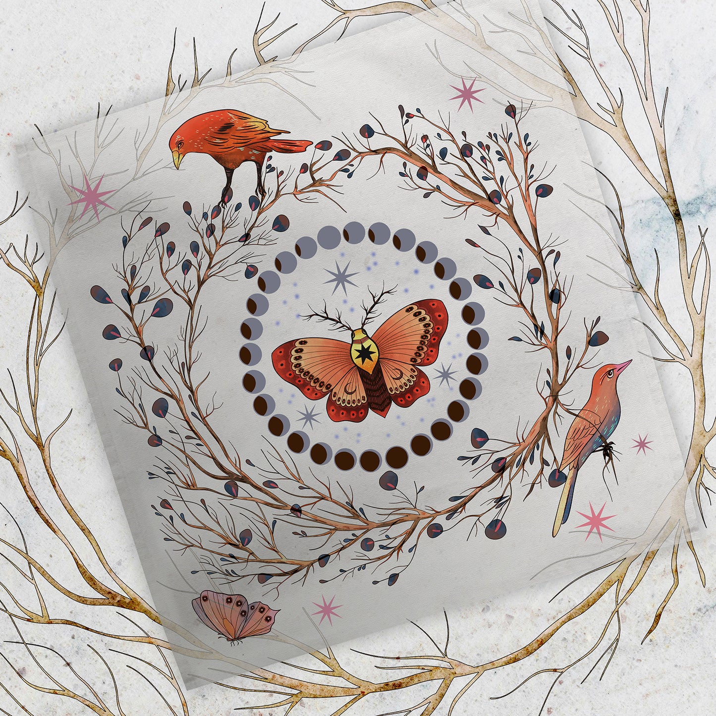 FLORAL LUNAR MOTH ALTAR CLOTH