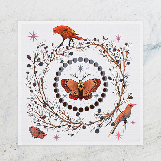 FLORAL LUNAR MOTH ALTAR CLOTH