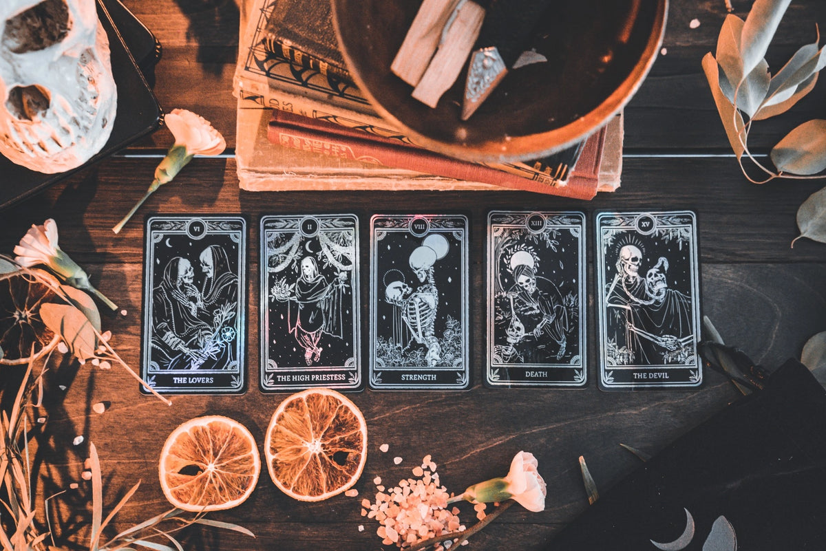 Sticker Pack - Marigold Tarot Holographic: Strength, The Devil, The Lovers, The High Priestess & Death