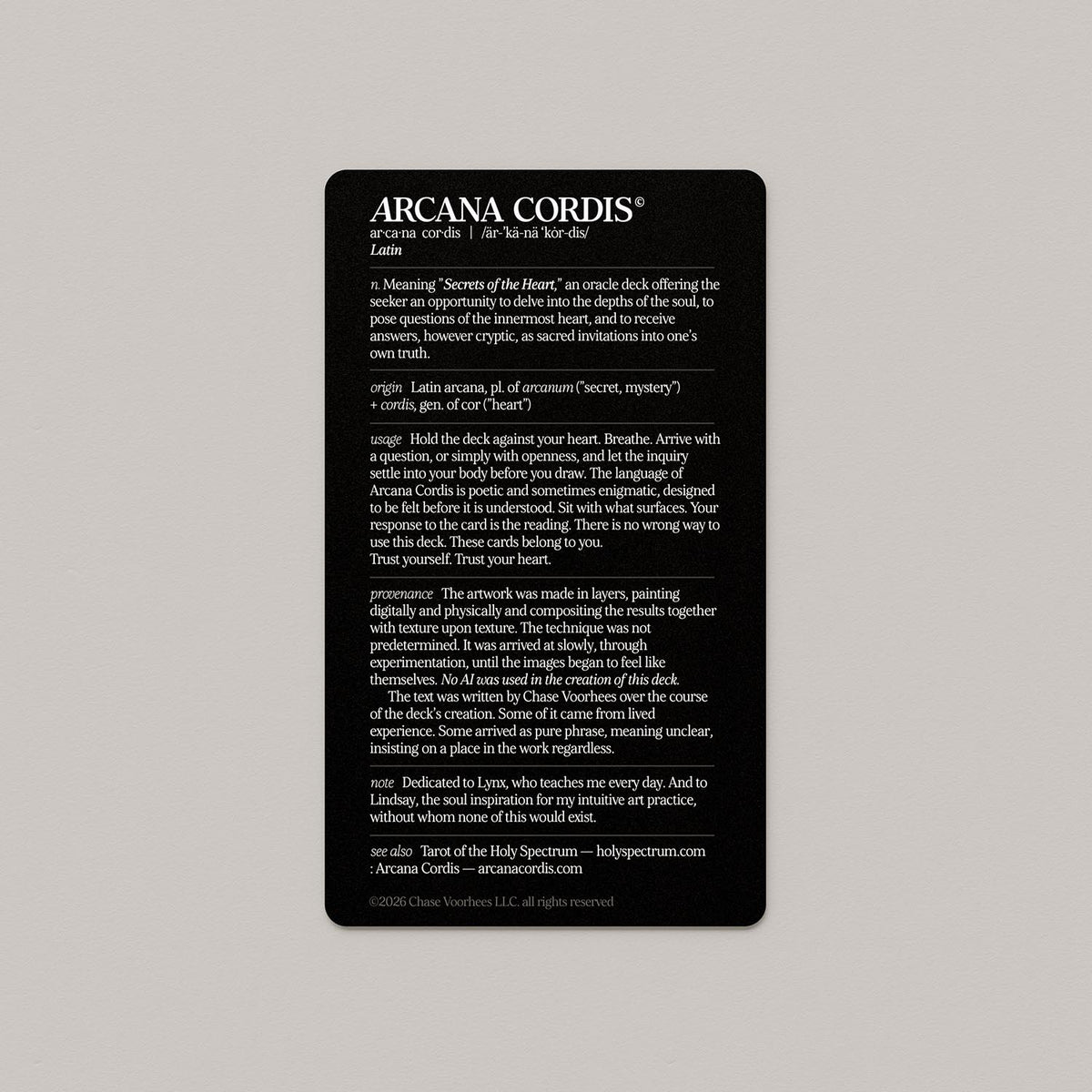 Arcana Cordis Oracle by Chase Voorhees