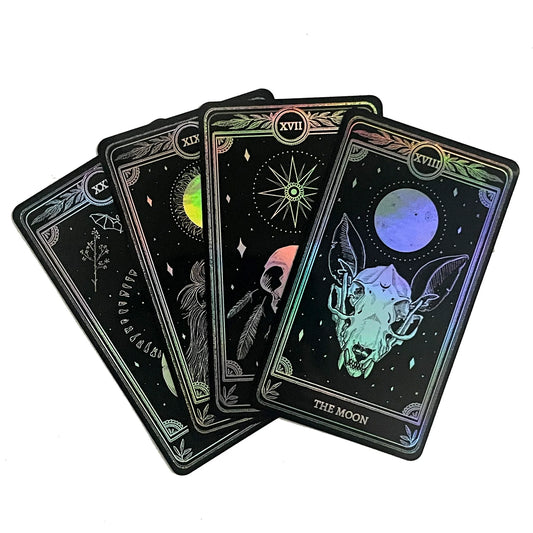 Celestial Sticker Pack - Marigold Tarot Holographic: The Star, The Moon, The Sun & The World by 13th Press