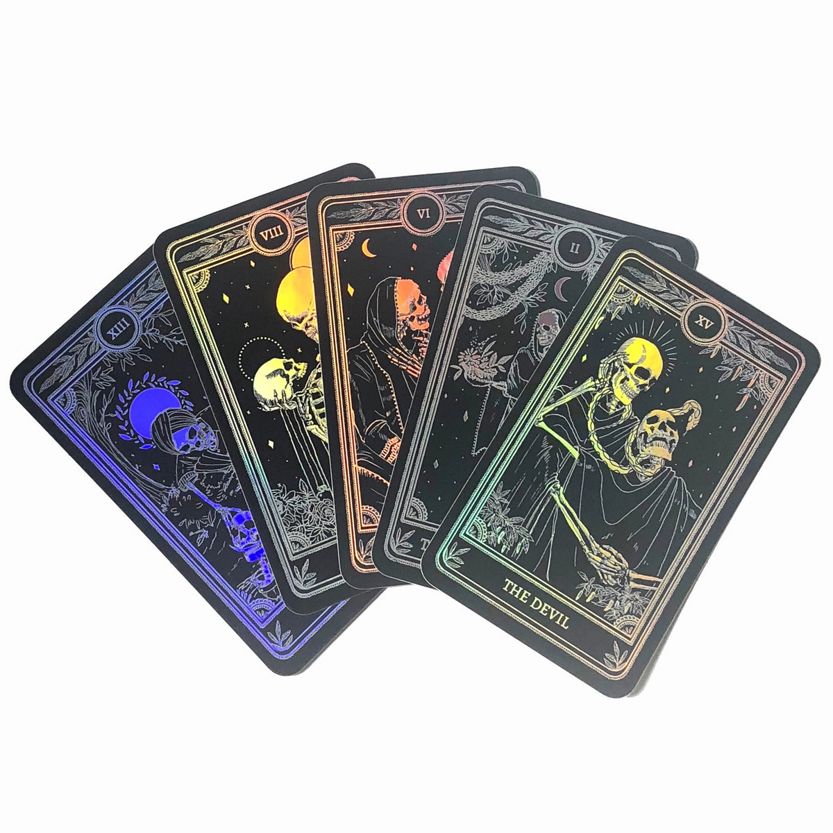 Sticker Pack - Marigold Tarot Holographic: Strength, The Devil, The Lovers, The High Priestess & Death