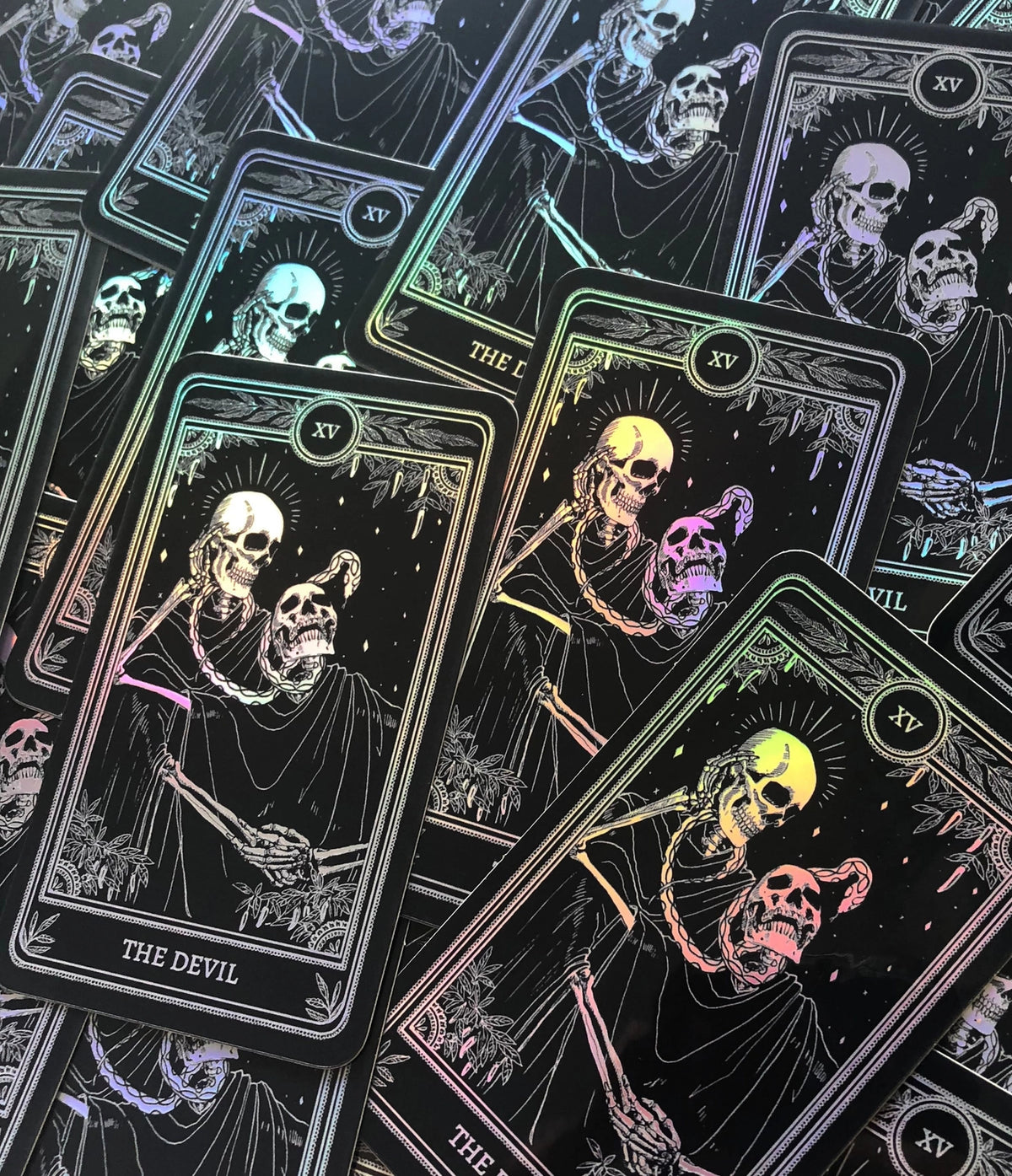 Sticker Pack - Marigold Tarot Holographic: Strength, The Devil, The Lovers, The High Priestess & Death